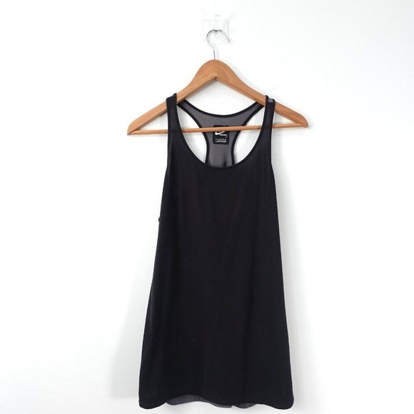 Nike Top Womens Medium Black Tank‎ Race Back Activewear Workout Training Running - Picture 1 of 11